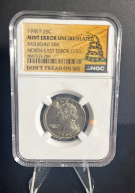 1998-P MINT ERROR [Railroad Rim] Quarter UNC